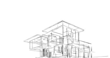 Mimari sanat konseptinde soyut çizgiler, minimum geometrik şekiller. 