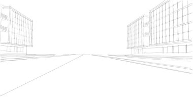 Mimari sanat konseptinde soyut çizgiler, minimum geometrik şekiller. 