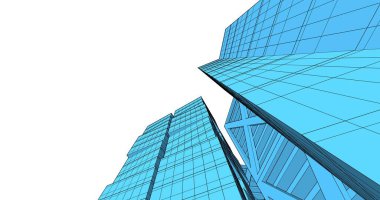 Arkaplanda mimari bina 3d illüstrasyon
