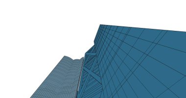 Arkaplanda mimari bina 3d illüstrasyon