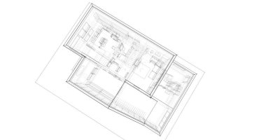 Arkaplanda mimari bina 3d illüstrasyon