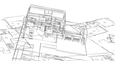 Mimari sanat konseptinde soyut çizgiler, minimum geometrik şekiller. 