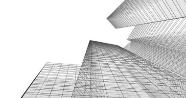 Arkaplanda mimari bina 3d illüstrasyon