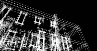 Mimari sanat konseptinde soyut çizgiler, minimum geometrik şekiller. 