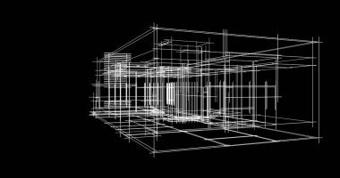 Mimari sanat konseptinde soyut çizgiler, minimum geometrik şekiller. 