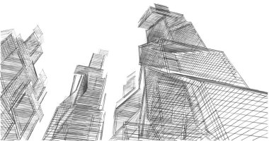 Mimari sanat konseptinde soyut çizgiler, minimum geometrik şekiller. 