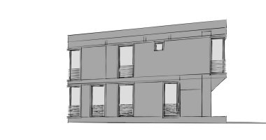 Arkaplanda mimari bina 3d illüstrasyon