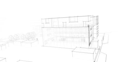 Mimari sanat konseptinde soyut çizgiler, minimum geometrik şekiller. 