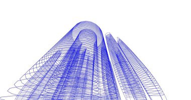 Arkaplanda mimari bina 3d illüstrasyon