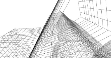 Mimari sanat konseptinde soyut çizgiler, minimum geometrik şekiller. 