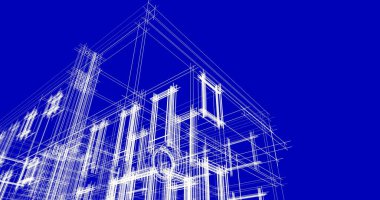 Mimari sanat konseptinde soyut çizgiler, minimum geometrik şekiller. 