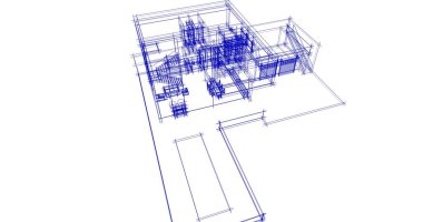 Arkaplanda mimari bina 3d illüstrasyon