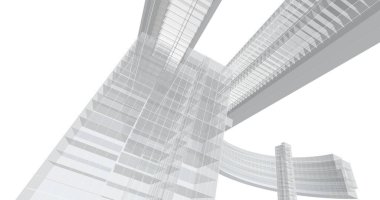 Arkaplanda mimari bina 3d illüstrasyon