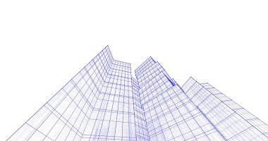 Arkaplanda mimari bina 3d illüstrasyon