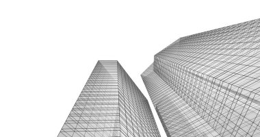 Arkaplanda mimari bina 3d illüstrasyon