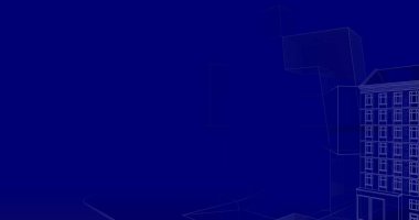 Arkaplanda mimari bina 3d illüstrasyon