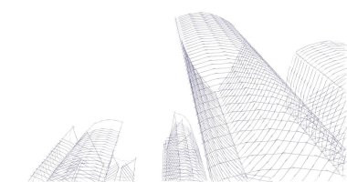 Arkaplanda mimari bina 3d illüstrasyon