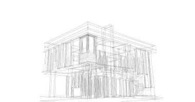 Arkaplanda mimari bina 3d illüstrasyon