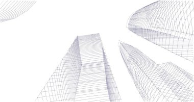 Arkaplanda mimari bina 3d illüstrasyon