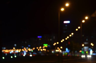 Bulanık soyut ışıklar gece şehrin arka planı