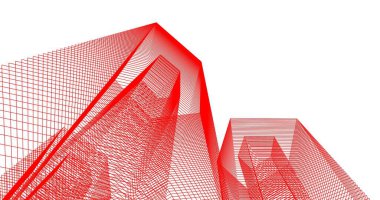 3d mimari duvar kağıdı tasarımı, dijital bina çizimi 