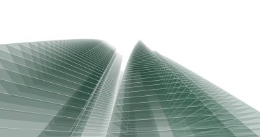 Arkaplanda mimari bina 3d illüstrasyon