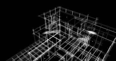 Arkaplanda mimari bina 3d illüstrasyon