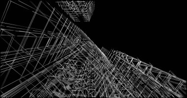 Mimari sanat konseptinde soyut çizgiler, minimum geometrik şekiller. 