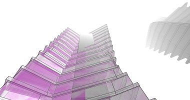 Mimari sanat konseptinde soyut çizgiler, minimum geometrik şekiller. 