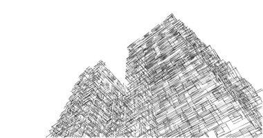 Mimari sanat konseptinde soyut çizgiler, minimum geometrik şekiller. 