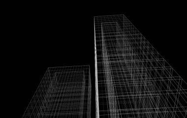 Mimari sanat konseptinde soyut çizgiler, minimum geometrik şekiller. 