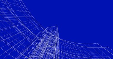 Arkaplanda mimari bina 3d illüstrasyon