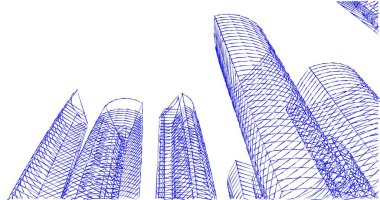 Arkaplanda mimari bina 3d illüstrasyon