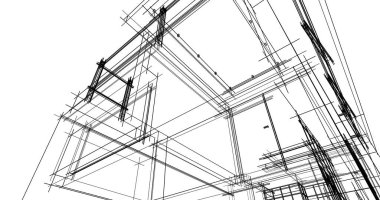 Mimari sanat konseptinde soyut çizgiler, minimum geometrik şekiller. 