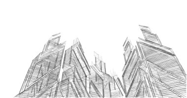 Mimari sanat konseptinde soyut çizgiler, minimum geometrik şekiller. 