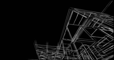 Arkaplanda mimari bina 3d illüstrasyon