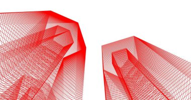 3d mimari duvar kağıdı tasarımı, dijital bina çizimi 