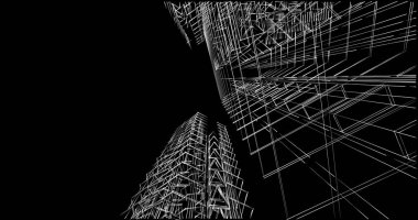 Mimari sanat konseptinde soyut çizgiler, minimum geometrik şekiller. 