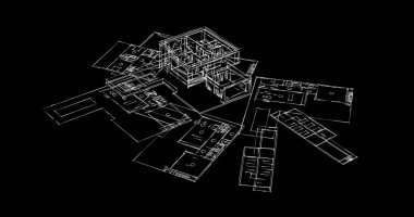 Mimari sanat konseptinde soyut çizgiler, minimum geometrik şekiller. 