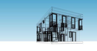 Mimari sanat konseptinde soyut çizgiler, minimum geometrik şekiller. 