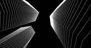 3d mimari duvar kağıdı tasarımı, dijital bina çizimi 