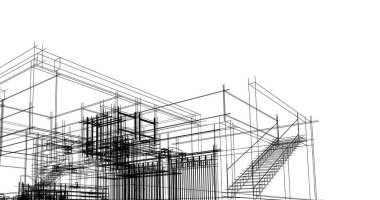 Mimari sanat konseptinde soyut çizgiler, minimum geometrik şekiller. 