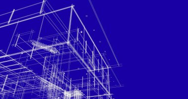 Arkaplanda mimari bina 3d illüstrasyon