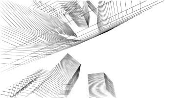 Arkaplanda mimari bina 3d illüstrasyon