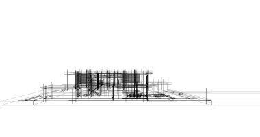 Arkaplanda mimari bina 3d illüstrasyon