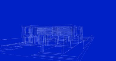 Arkaplanda mimari bina 3d illüstrasyon