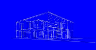 Arkaplanda mimari bina 3d illüstrasyon