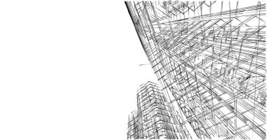 Mimari sanat konseptinde soyut çizgiler, minimum geometrik şekiller. 