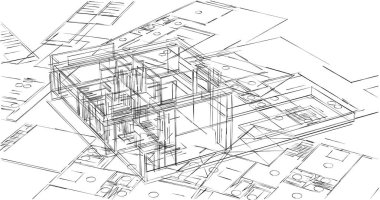 Mimari sanat konseptinde soyut çizgiler, minimum geometrik şekiller. 