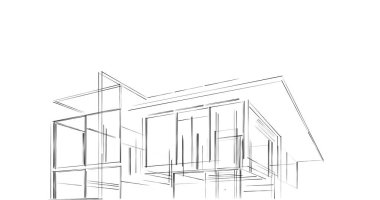 Mimari sanat konseptinde soyut çizgiler, minimum geometrik şekiller. 